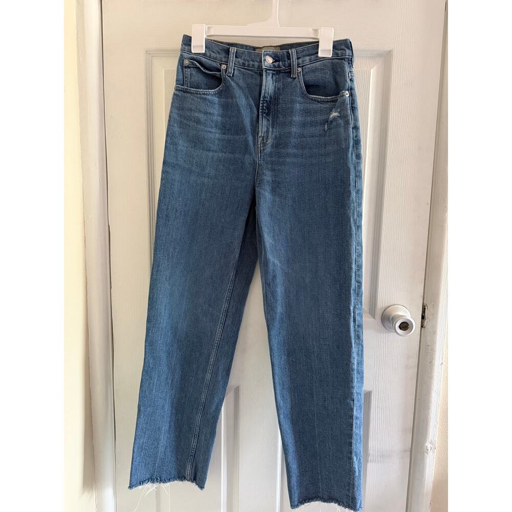 Everlane Way High Jeans | Straight Leg Raw Hem Vintage Wash Denim